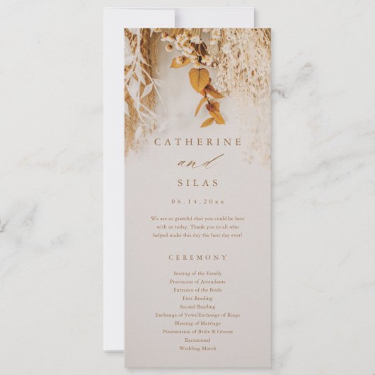 Boho Fall Flowers Wedding Programme (Devant)