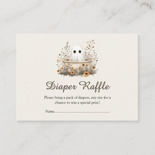 Boho Fall Ghost Baby Shower Diaper Raffle Informatiekaartje (Voorkant)