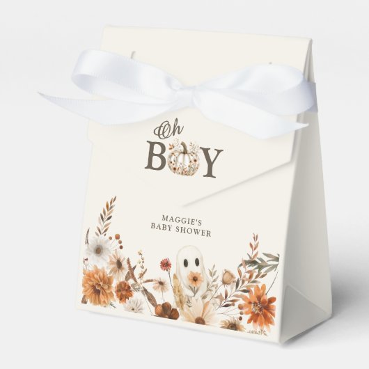 Boho Fall Ghost Floral Oh Boy Baby Shower  Bedankdoosjes (Voorkant Zijde)