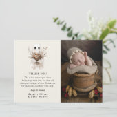 Boho Fall Ghost Wildflower Baby Shower  Bedankkaart (Staand voorkant)