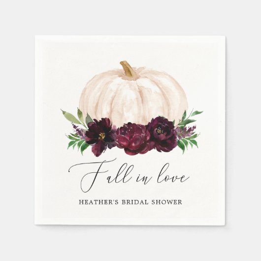 Boho Fall In Love Bloemen Pompoen Bruiloft Servet (Voorkant)