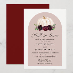 Boho Fall In Love Bloemige Pompoen Trouwen Kaart