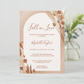 Boho Fall in Love Boog Boeket Trouwfeest Kaart (Staand voorkant)