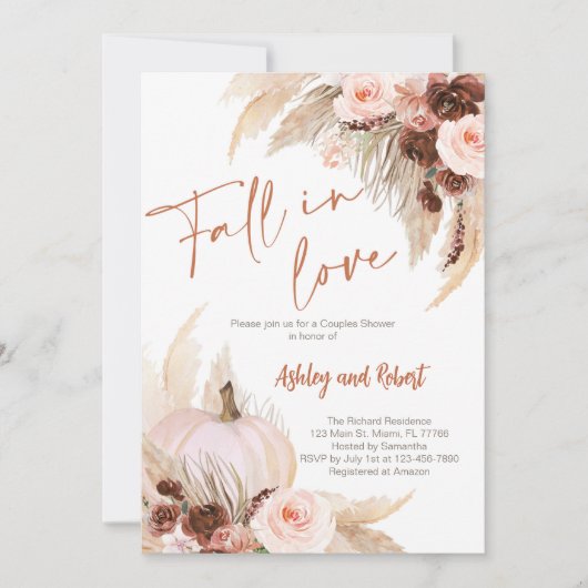 Boho Fall in Love Bridal Shower Invitation (Devant)