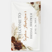 Boho Fall In Love Flora Burnt Orange Bruiloft Fees Spandoek (Verticaal)