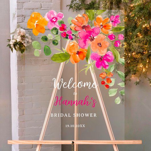 Boho fall orange floral aquarelle bienvenue nuptia