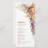Boho Fall Pampas Floral Mariage Cartes de menu (Devant)