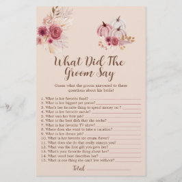 Boho Fall Pumpkin What Did The Groom Say Game