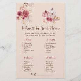 Boho Fall Pumpkin What's In Your Purse Bridal Game