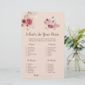 Boho Fall Pumpkin What's In Your Purse Bridal Game (Staand voorkant)