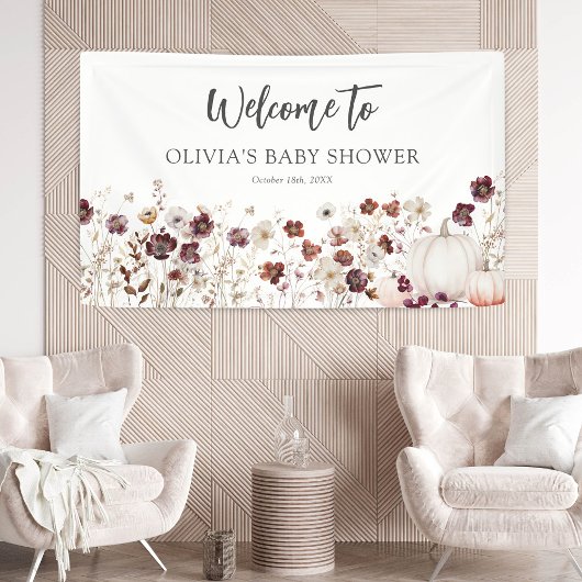 Boho Fall Pumpkin Wildflower Baby Shower Spandoek