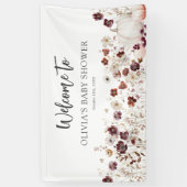 Boho Fall Pumpkin Wildflower Baby Shower Spandoek (Verticaal)