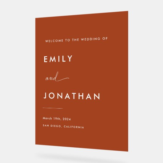 Boho Fall Terracotta Mariage Bienvenue (Angle)