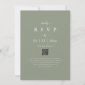 Boho Fall Wildflower Sage Green Wedding QR Code Kaart (Achterkant)