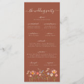 Boho Fall Wildflower Terracotta Wedding Ceremony Menu (Achterkant)