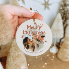 Boho Familie Foto Vrolijk Kerstfeest Ornament
