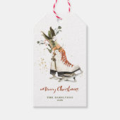  Boho Familie Vrolijke Kerst Waterverf Cadeaulabel (Voorkant)