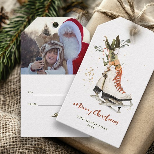  Boho Familie Vrolijke Kerst Waterverf Cadeaulabel