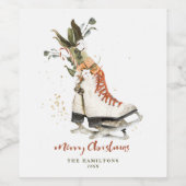  Boho Familie Vrolijke Kerst Waterverf Wijn Etiket (Enkel label)