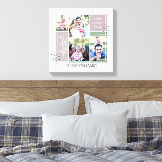 Boho FAMILY Photo Collage Script Modern Quote Canvas Afdruk (Insitu (Slaapkamer))