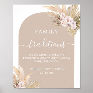 Boho Family Traditions Baby shower Sign Poster