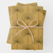 Boho Fan Palm Leaf Botanical Line Drawing Mustard Inpakpapier Vel (In situ)