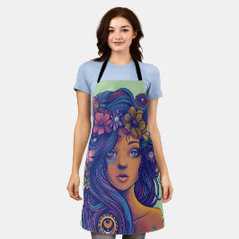 Boho Fantasy Vrouw met Bloemen Haar Schort