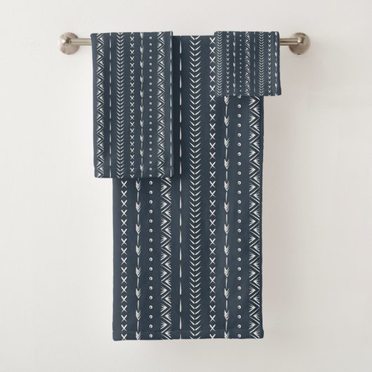 Boho Farmhouse Flèche Rayure Géométrique Bleu Fonc (En situation)