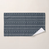 Boho Farmhouse Flèche Rayure Géométrique Bleu Fonc (Serviette à main)