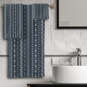 Boho Farmhouse Flèche Rayure Géométrique Bleu Fonc