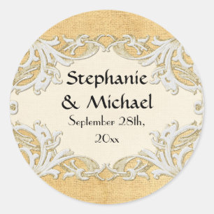 BOHO Faux Burlap in Lace gypsy moderne stijl Ronde Sticker