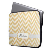BOHO Faux Burlap n Lace Chevron modern model Laptop Sleeve (Voorkant Links)