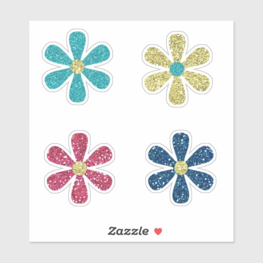 Boho Faux Glitter Bloemen Sticker (Vel)
