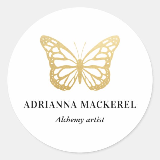 Boho Faux Gold Foil Monarch Butterfly Ronde Sticker (Voorkant)