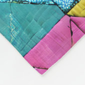 Boho Faux Patchwork Quilt Pink Yellow Blue Fleece Deken (Hoek)