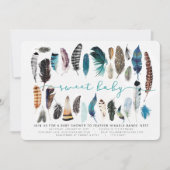 Boho Feather Baby shower Invitation Kaart (Voorkant)