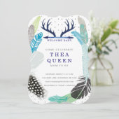 Boho Feather Baby shower Invite Kaart (Staand voorkant)