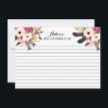 Boho Feather Beautiful Floral Conseils Cartes<br><div class="desc">Boho Feather Beautiful Floral Conseils Cartes</div>