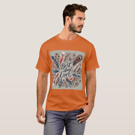 Boho Feather Beste Dag Ooit Mannen Tshirt (Voorkant volledig)