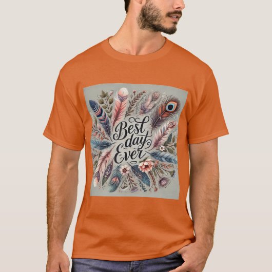 Boho Feather Beste Dag Ooit Mannen Tshirt (Voorkant)