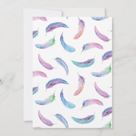 Boho Feather Birthday Uitnodiging (Achterkant)