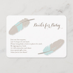 Boho Feather Blue en Grey Informatiekaartje