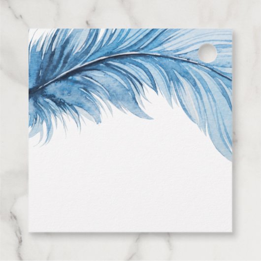 Boho Feather Blue & White Wedding Dank je Bedankjes Labels