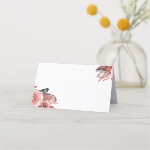 Boho Feather Bourgondië Roos Waterverf Bruiloft
