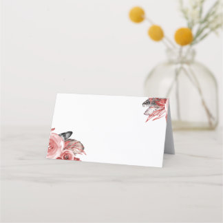 Boho Feather Bourgondië Roos Waterverf Bruiloft