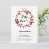 Boho Feather Burgundy Blush Baby shower Invitation (Debout devant)