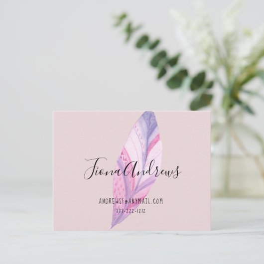 Boho Feather Business Postcard Briefkaart (Staand voorkant)
