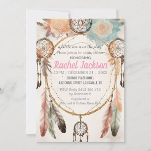 Boho Feather Dreamweaver Baby shower Waterverf Kaart