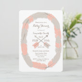 Boho Feather et Arrow Girl Baby shower Invitation (Debout devant)