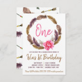 Boho Feather et Floral Wreath Invitation Anniversa (Devant / Derrière)